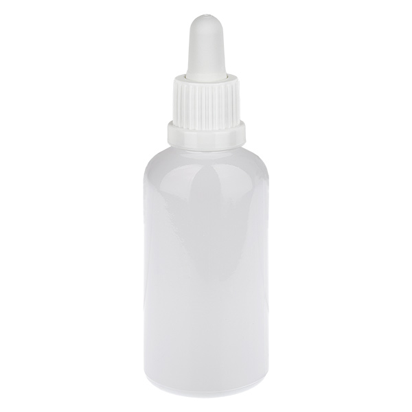 Frasco pipeta de 50 ml branco com tampa inviolável WhiteLine UT18/50 Frasco pipeta de 50 ml branco com tampa inviolável WhiteLine UT18/50