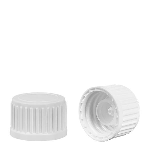 Tampa de rosca com anel de vazamento branco 18mm padrão Tampa de rosca com anel de vazamento branco 18mm padrão