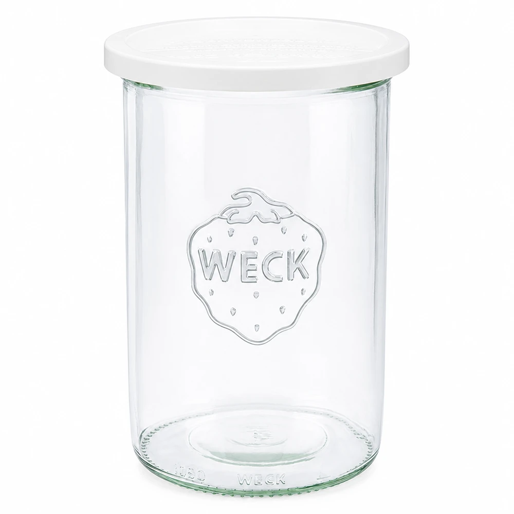 Frasco de vidro WECK 1000ml com tampa branca Frasco de vidro transparente RR100 com logótipo WECK