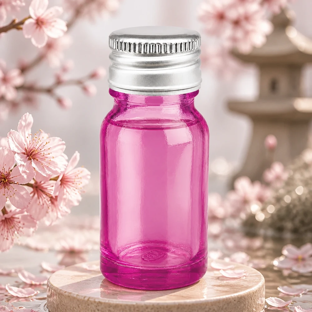 Frasco de 10ml com tampa de rosca de 11mm em alumínio-prata padrão PurpleLine.UT18/10 Frasco de vidro roxo de 10 ml com tampa de alumínio-prata SV de 11 mm para essências e óleos