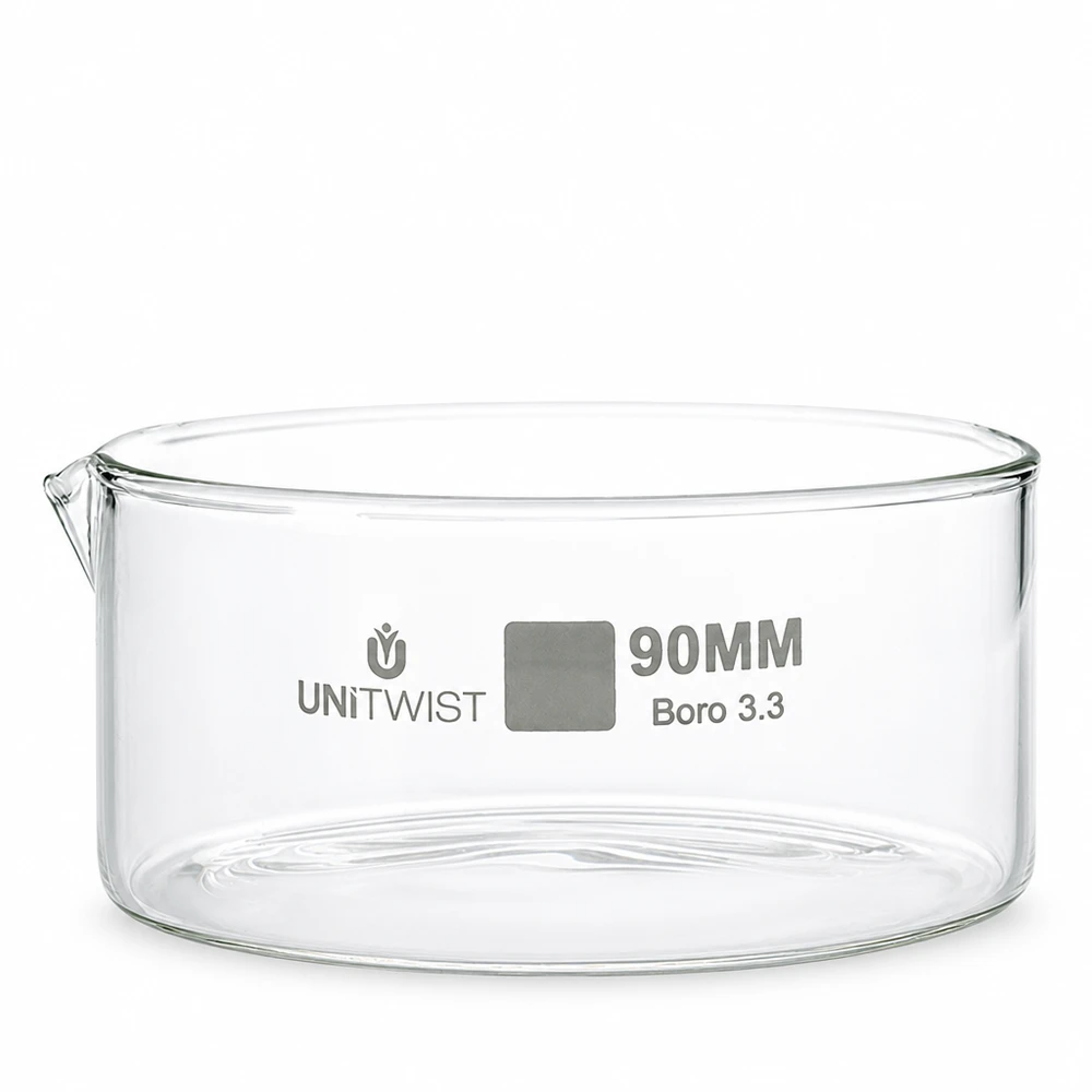 Prato de cristalização ø90mm em vidro borossilicato UNiTWIST Bandeja de cristalização de 90 mm em vidro borossilicato UNiTWIST Boro 3.3 transparente para laboratório