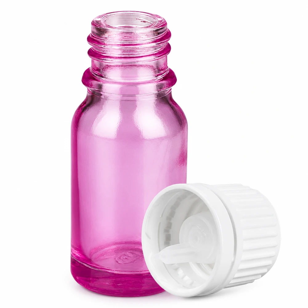 Frasco conta-gotas de 10 ml com tampa de rosca Originality branca de 0,7 mm PurpleLine UT18/10 Frasco de vidro violeta PurpleLine de 10 ml com conta-gotas de 0,7 mm para uma dosagem precisa UT18/10