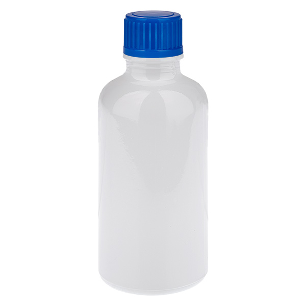 Frasco de 50 ml com tampa de rosca azul padrão WhiteLine UT18/50 Frasco de 50 ml com tampa de rosca azul padrão WhiteLine UT18/50