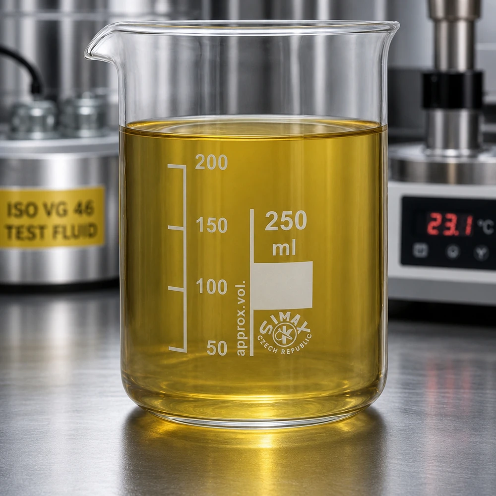 Copo de laboratório de 250 ml com líquido de teste amarelo dourado, feito de vidro borossilicato transparente com um design baixo