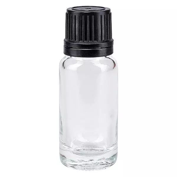 Frasco de farmácia transparente 10ml tampa conta-gotas anel de vazamento 1mm preto fecho inviolável Frasco de farmácia transparente 10ml tampa conta-gotas anel de vazamento 1mm preto fecho inviolável