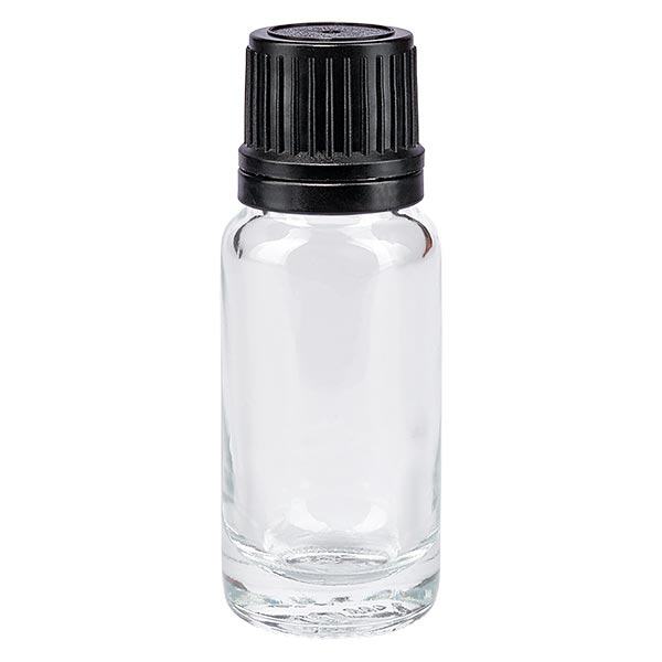 Frasco de farmácia transparente 10ml tampa conta-gotas anel de vazamento 1mm preto fecho inviolável