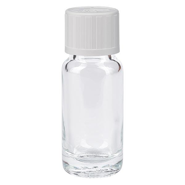 Frasco de farmácia transparente de 10 ml com tampa de conta-gotas branca resistente a crianças Frasco de farmácia transparente de 10 ml com tampa de conta-gotas branca resistente a crianças