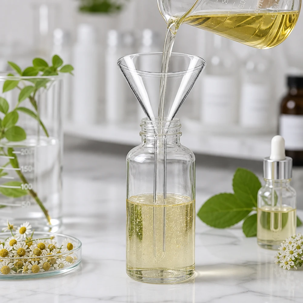 Funil ø55mm borosilicato ângulo 60 estilo curto Funil de laboratório compacto de 55 mm, estilo curto, fabricado em borossilicato resistente ao calor para aplicações laboratoriais seguras