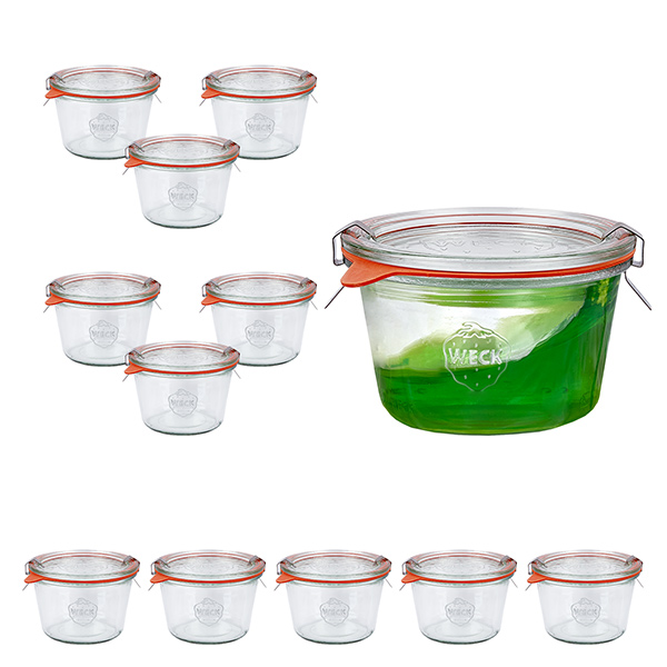 Conjunto de 12 copos de vidro Weck de 370ml com 12 tampas de vidro, 1