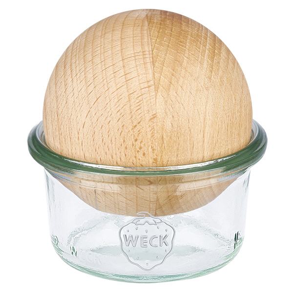 Copos de vidro de 50 ml WECK RR60 com bola de madeira em faia