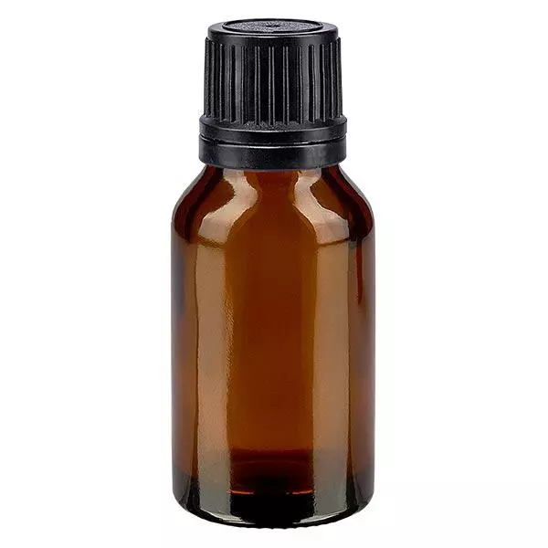 Frasco de farmácia castanho 30ml tampa do conta-gotas anel de vazamento 1mm tampa preta inviolável