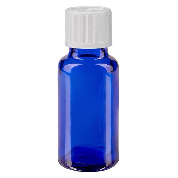 Frasco de farmácia azul 20ml tampa de rosca branca padrão resistente a crianças