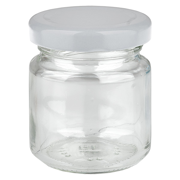 Frasco redondo de 53 ml com tampa BasicSeal branca UNiTWIST