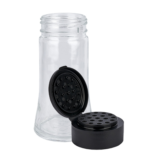 Frasco de sal/especiarias 95ml com shaker preto