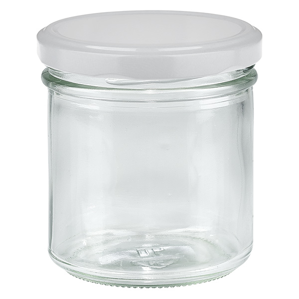 Copos de vidro de 167 ml com tampa BasicSeal branca UNiTWIST