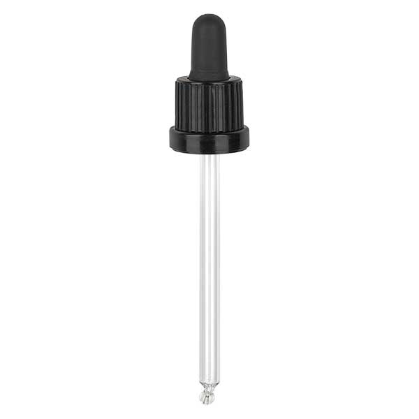 Pipeta conta-gotas de vidro, preta/preta PL115 com fecho inviolável III Pipeta conta-gotas de vidro, preta/preta PL115 com fecho inviolável III