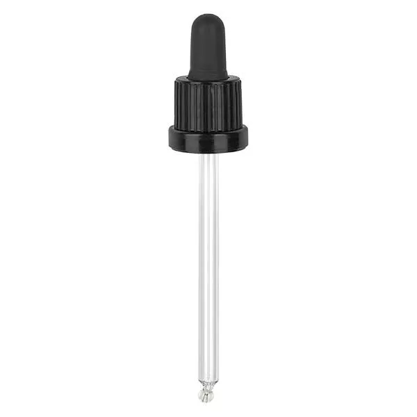 Pipeta conta-gotas de vidro, preta/preta PL115 com fecho inviolável III