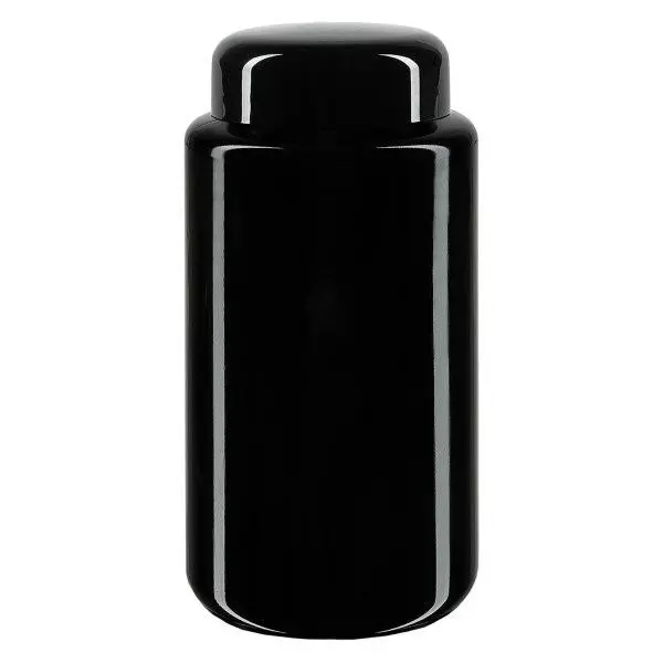 Frasco de boca larga de vidro violeta 200ml, com tampa preta Frasco de boca larga de vidro violeta 200ml, com tampa preta