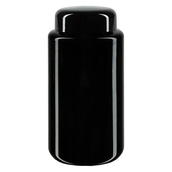 Frasco de boca larga de vidro violeta 200ml, com tampa preta