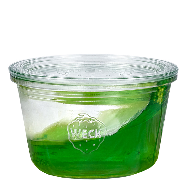 Conjunto de 12 copos de vidro Weck de 370ml com 12 tampas de vidro Conjunto de 12 copos de vidro Weck de 370ml com 12 tampas de vidro