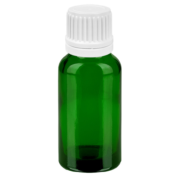 Frasco conta-gotas de 20 ml com tampa inviolável branca de 0,7 mm GreenLine UT18/20