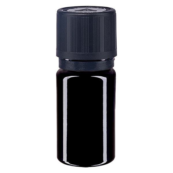 Frasco de farmácia violeta 5ml tampa conta-gotas anel de vazamento 1mm preto fecho de segurança para crianças símbolo de aviso cego fecho inviolável