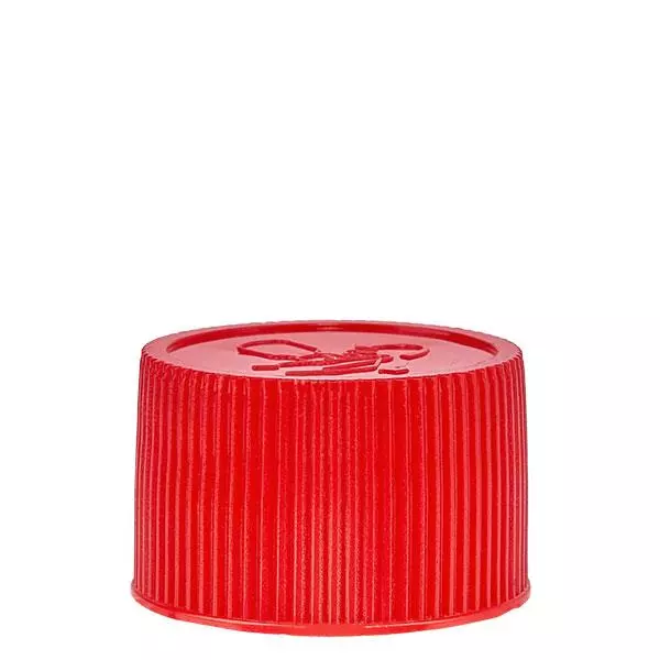 Tampa de rosca em polipropileno vermelho ND 25 resistente a crianças Tampa de rosca em polipropileno vermelho ND 25 resistente a crianças