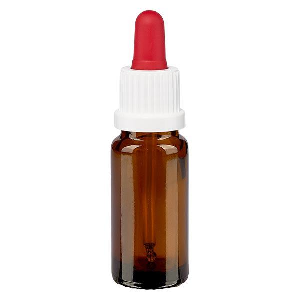 Frasco de farmácia castanho 10ml pipeta branca/vermelha com tampa inviolável Frasco de farmácia castanho 10ml pipeta branca/vermelha com tampa inviolável