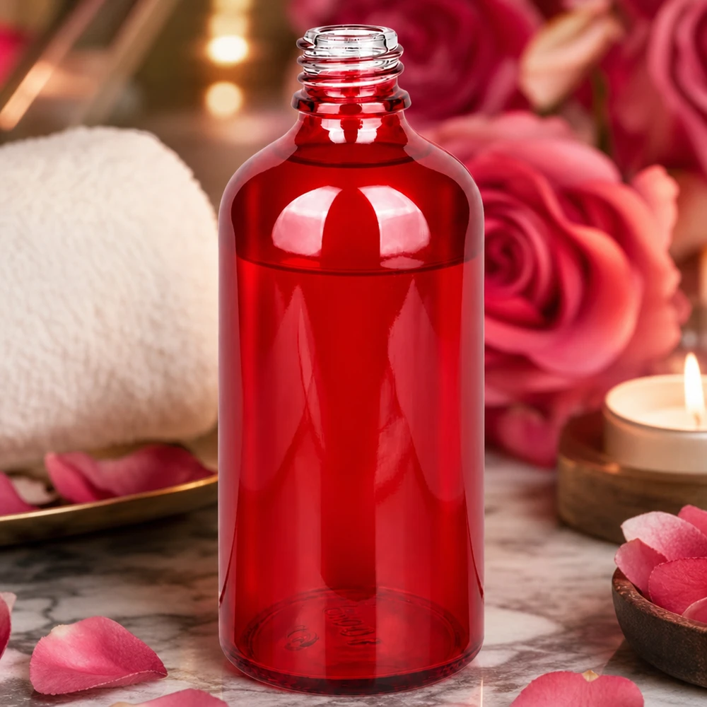 Frasco de farmácia RedLine de 100 ml de alta qualidade em vidro vermelho transparente para fins farmacêuticos