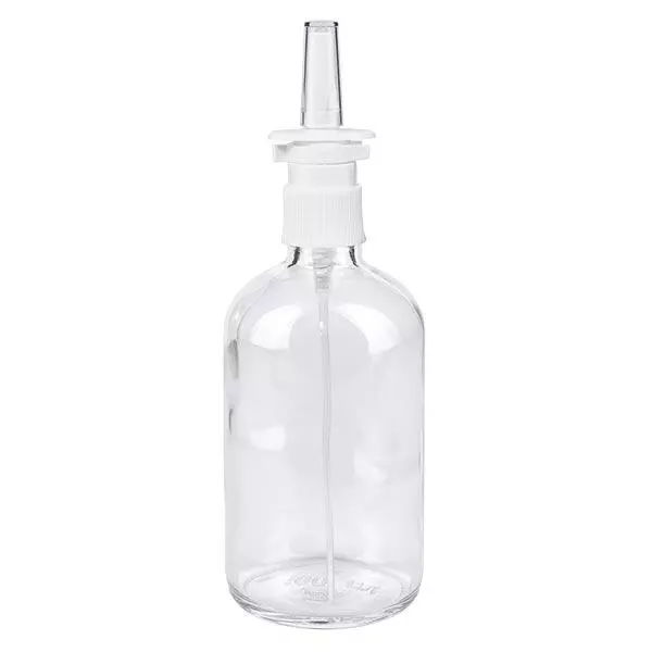 Frasco de farmácia transparente 100ml spray nasal branco standard Frasco de farmácia transparente 100ml spray nasal branco standard