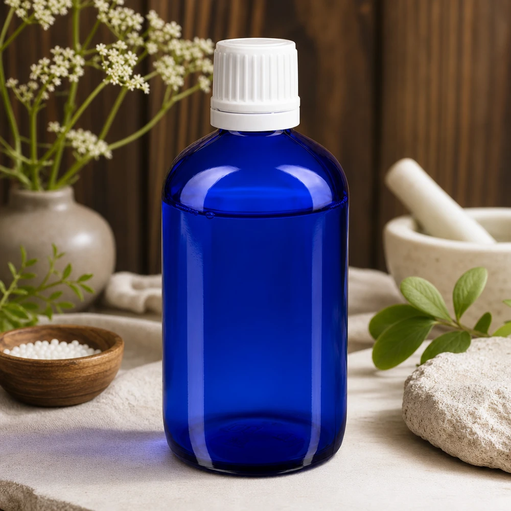 Frasco de farmácia azul 20ml tampa conta-gotas branco padrão resistente a crianças Frasco conta-gotas de 20 ml, de precisão, em vidro com proteção UV, na cor azul, com tampa KiSi branca, para produtos farmacêuticos