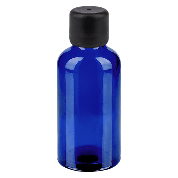 Frasco de 50ml com tampa de rosca de 6mm preta Standard BlueLine UT18/50