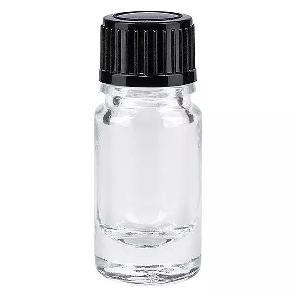 Frasco de farmácia transparente 5ml tampa de rosca preta standard Frasco de farmácia transparente 5ml tampa de rosca preta standard