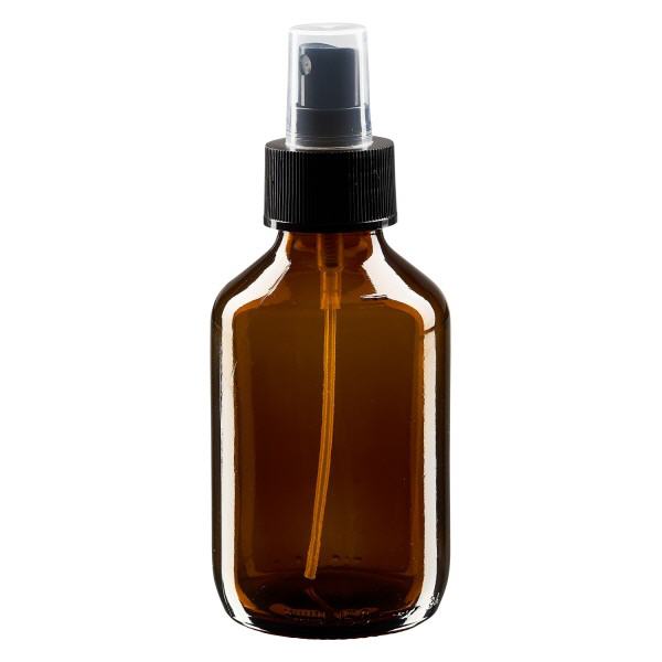 Frasco para medicamentos de 150 ml castanho, com bomba atomizadora preta ApoGlas