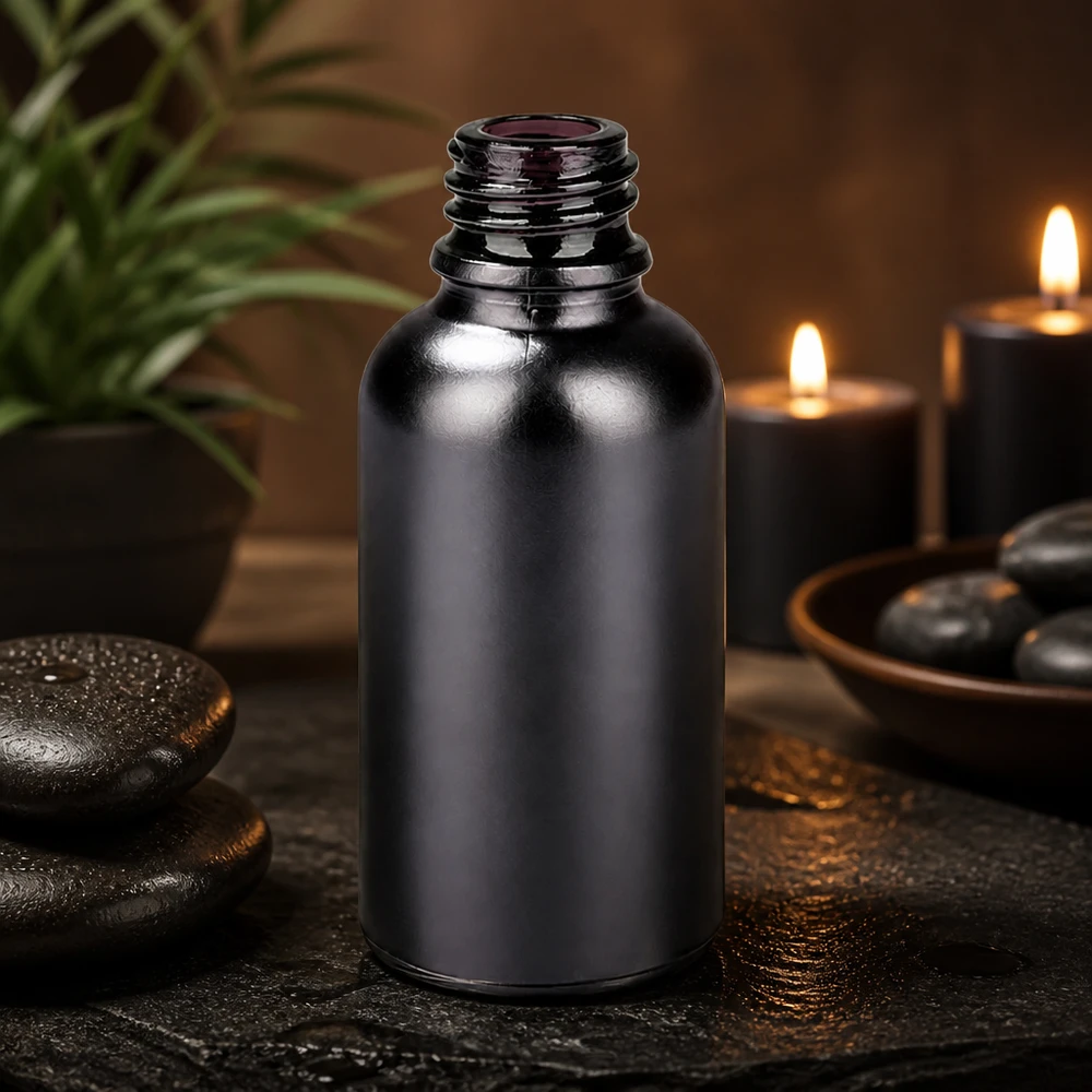 Frasco farmacêutico compacto de 30 ml BlackLine com vidro violeta de proteção da luz e rosca UNiTWIST UT18/30