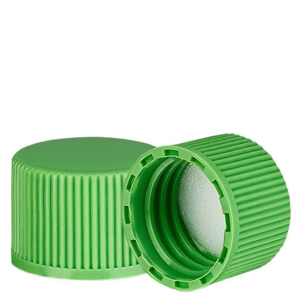 Tampa de rosca verde com incrustações em PE
