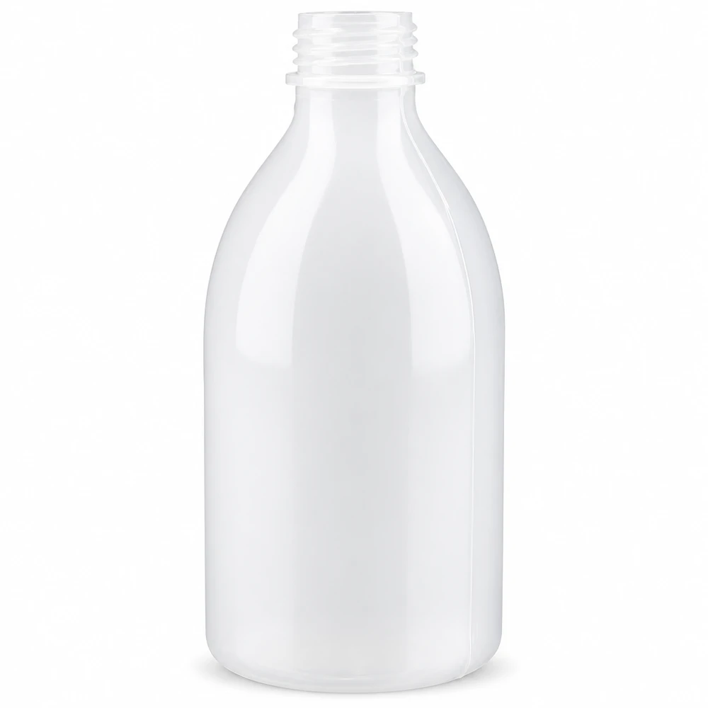 Frasco de laboratório de 250 ml, de gargalo estreito, em plástico branco, sem tampa, para aplicações laboratoriais profissionais