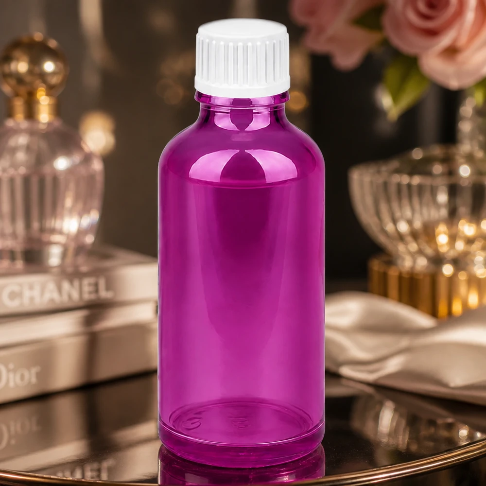 Frasco conta-gotas de 50ml 0,9mm branco padrão PurpleLine. UT18/50 Frasco conta-gotas pequeno roxo de 50 ml para cosméticos DIY e soros caseiros