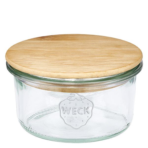 Copos de vidro WECK RR80 de 165 ml com tampa de madeira