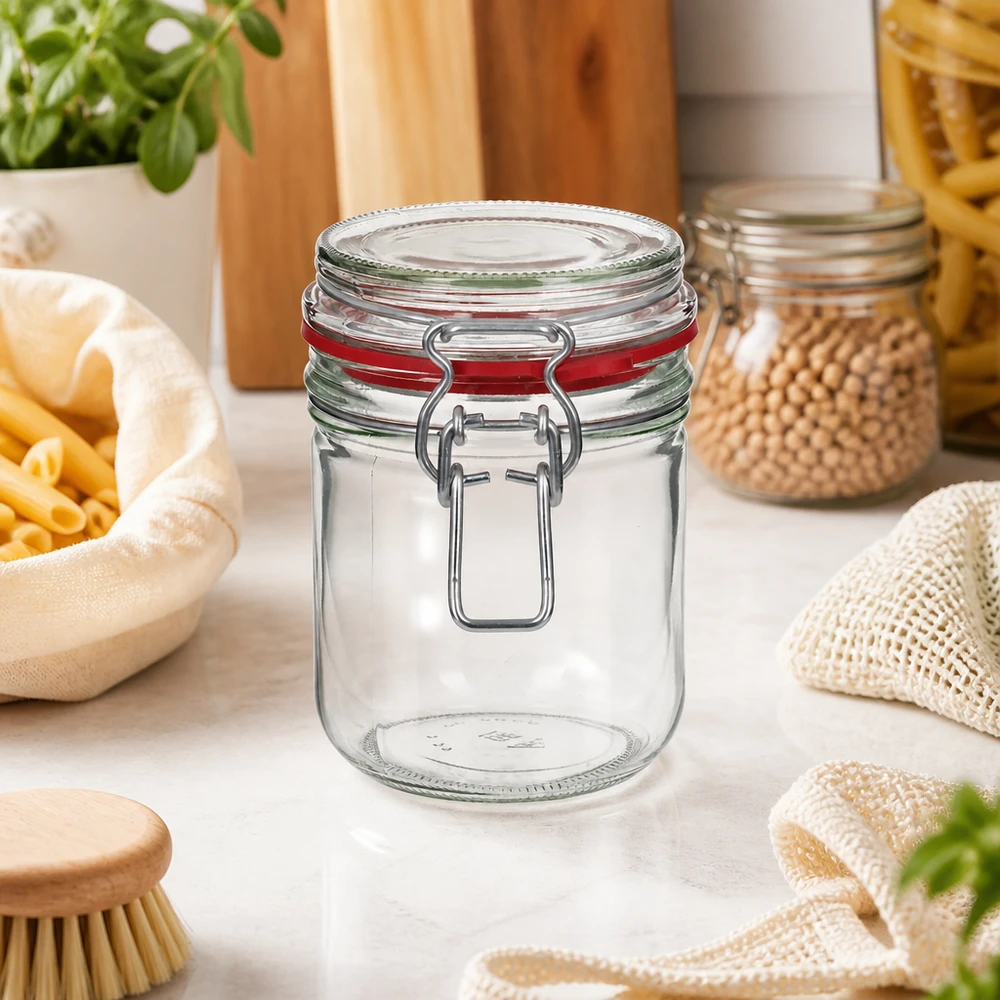 Frasco de armazenamento robusto de 400 ml com fecho de metal resistente para uma organização duradoura na cozinha