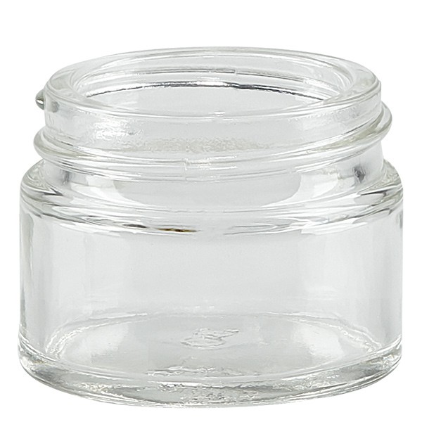 Frasco de pomada (frasco de vidro) 15 ml transparente, sem tampa, rosca 38mm/R3 Frasco de pomada (frasco de vidro) 15 ml transparente, sem tampa, rosca 38mm/R3
