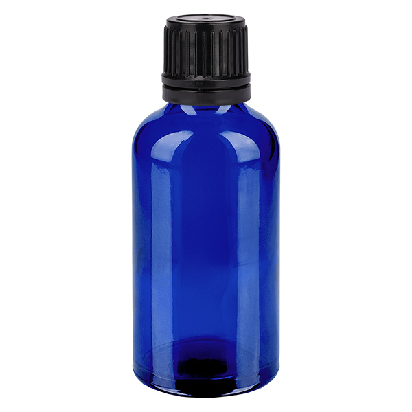 Frasco conta-gotas de 50ml 1mm preto com fecho inviolável BlueLine UT18/50