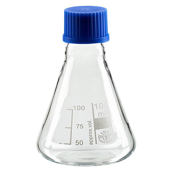 Frasco Erlenmeyer 100ml com tampa de rosca