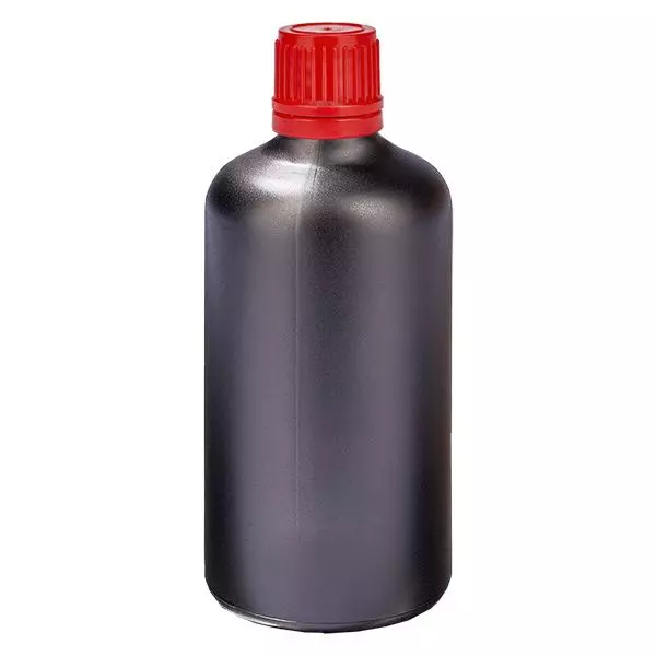 Frasco de 100ml com tampa de rosca de 11mm vermelha com fecho inviolável BlackLine UT18/100 Frasco de 100ml com tampa de rosca de 11mm vermelha com fecho inviolável BlackLine UT18/100