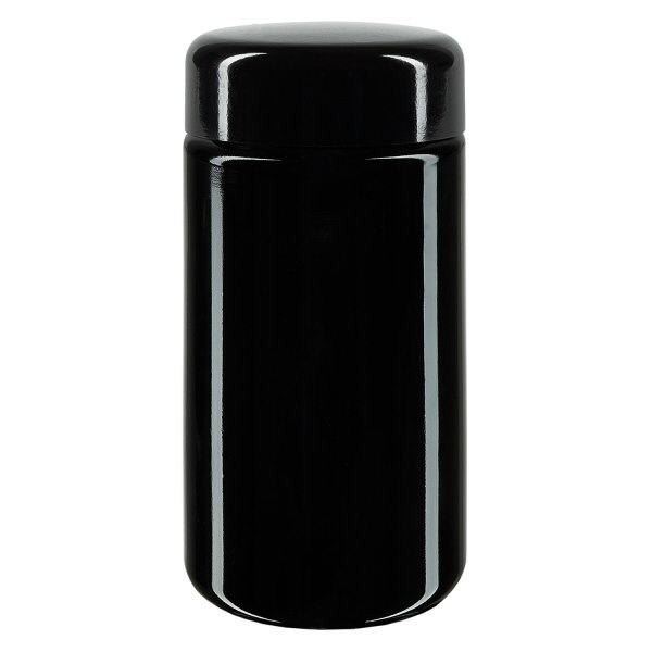 Frasco de gargalo largo+ vidro violeta 100ml, com tampa preta Frasco de gargalo largo+ vidro violeta 100ml, com tampa preta