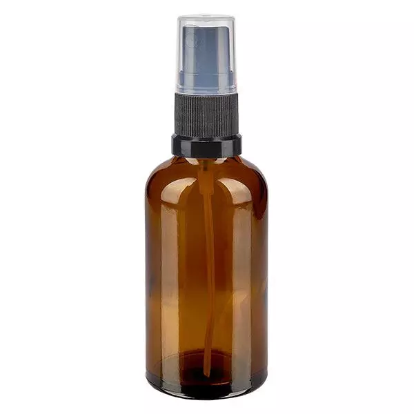 Frasco de farmácia castanho 50ml spray top preto Frasco de farmácia castanho 50ml spray top preto