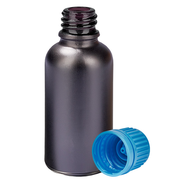 Frasco de 30ml 11mm tampa de rosca azul inviolável BlackLine UT18/30 Frasco de 30ml 11mm tampa de rosca azul inviolável BlackLine UT18/30