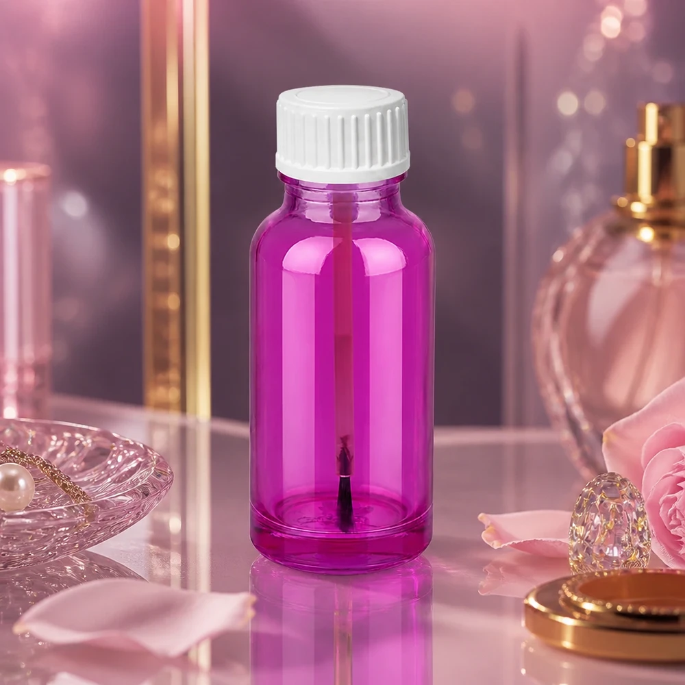 Frasco compacto de 20 ml para pincéis com tampa de rosca branca para aplicações cosméticas profissionais
