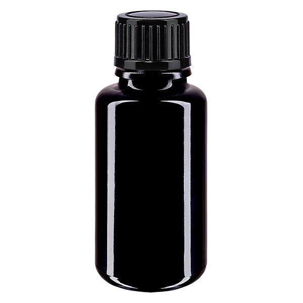 Frasco de farmácia violeta 20ml tampa conta-gotas 1mm preto standard