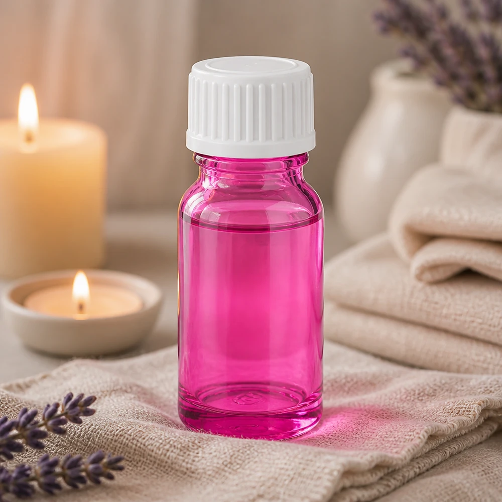 Frasco de 10 ml (glóbulo). Anel de enchimento de 3 mm branco padrão PurpleLine. UT18/10 Frasco compacto de vidro violeta de 10 ml com tampa de rosca para uma dosagem precisa de líquidos